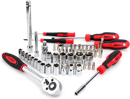 Home Tool Set Kit - 286 PCS Home Auto Repair Tool Kit with Rolling Tool Box, Mechanic Tool Sets with 21V Max Cordless Power drill, Perfect for Homeowner, Diyer, Handyman