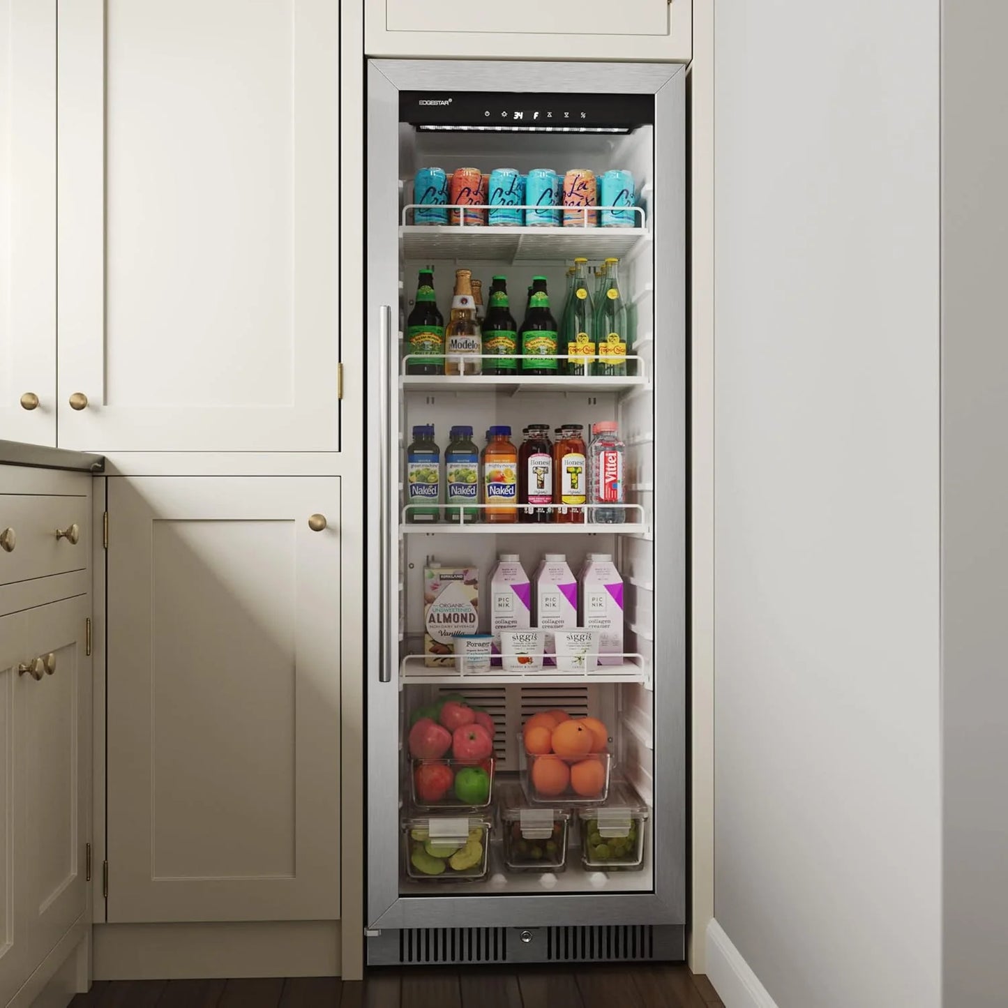 22 Wide 10.1 Cu. Ft. Commercial Beverage Merchandiser – Stainless Steel, Temp Alarm, Reversible Door