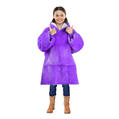 Oversized Kids Hoodie Blanket with Front Pocket, Soft Polyester
