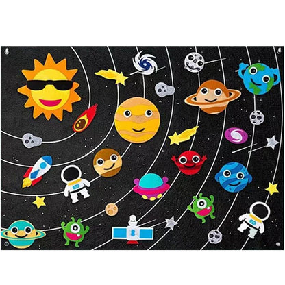 Interactive Felt Board with Zoo, Sea, Farm, Space Themes for Kids