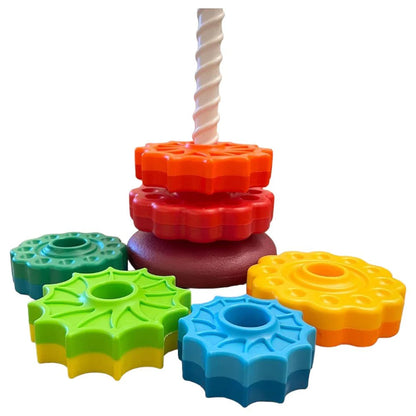 Stackable Spinning Gear Toy – Montessori Educational Rings