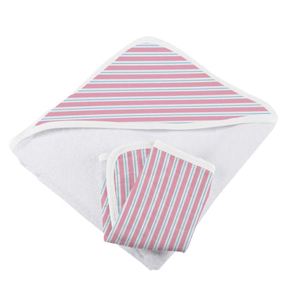 Candy Stripe Bamboo Hooded Towel and Washcloth Set